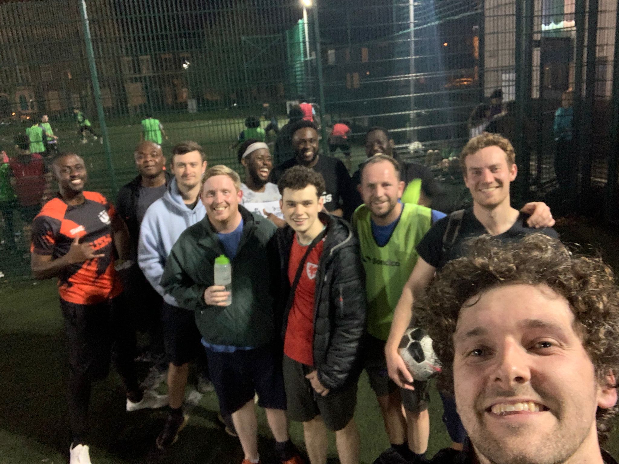 The C3 Liverpool football connect group together after a five-a-side match in Liverpool